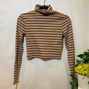 Striped Turtleneck Crop Top